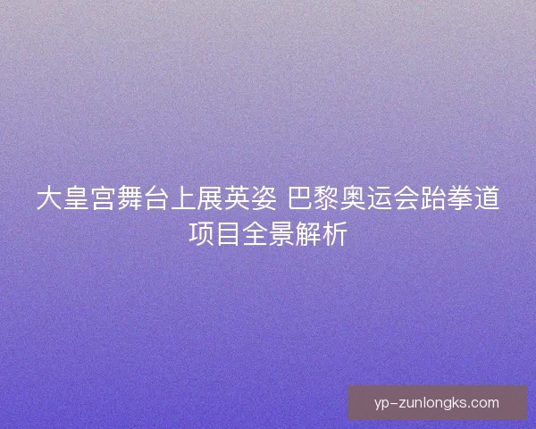 大皇宫舞台上展英姿 巴黎奥运会跆拳道项目全景解析