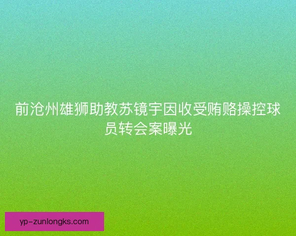 前沧州雄狮助教苏镜宇因收受贿赂操控球员转会案曝光 前沧州雄狮助教苏镜宇因收受贿赂操控球员转会案曝光